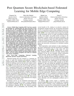 Post Quantum Secure Blockchain-based Federated Learning for Mobile Edge
  Computing