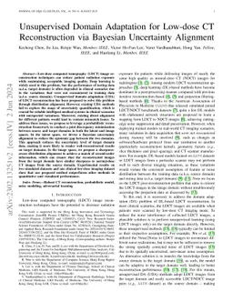 Unsupervised Domain Adaptation for Low-dose CT Reconstruction via
  Bayesian Uncertainty Alignment