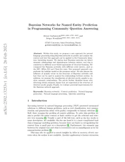 Bayesian Networks for Named Entity Prediction in Programming Community
  Question Answering