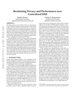 Reclaiming Privacy and Performance over Centralized DNS