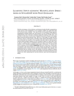 Learning Input-agnostic Manipulation Directions in StyleGAN with Text
  Guidance