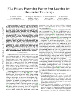 P4L: Privacy Preserving Peer-to-Peer Learning for Infrastructureless
  Setups