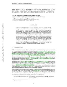 The Provable Benefits of Unsupervised Data Sharing for Offline
  Reinforcement Learning