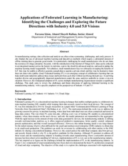 Applications of Federated Learning in Manufacturing: Identifying the
  Challenges and Exploring the Future Directions with Industry 4.0 and 5.0
  Visions