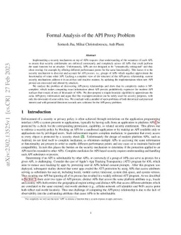 Formal Analysis of the API Proxy Problem