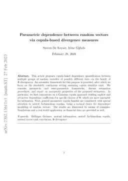 Parametric dependence between random vectors via copula-based divergence
  measures