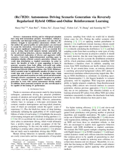 (Re)$^2$H2O: Autonomous Driving Scenario Generation via Reversely
  Regularized Hybrid Offline-and-Online Reinforcement Learning