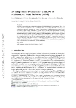 An Independent Evaluation of ChatGPT on Mathematical Word Problems (MWP)