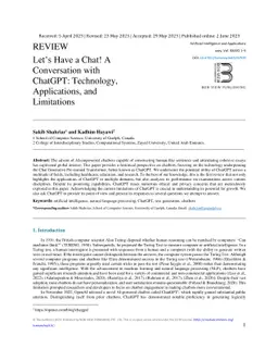 Let's have a chat! A Conversation with ChatGPT: Technology,
  Applications, and Limitations