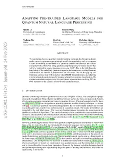 Adapting Pre-trained Language Models for Quantum Natural Language
  Processing