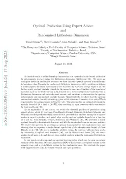 Optimal Prediction Using Expert Advice and Randomized Littlestone Dimension