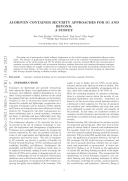 AI-Driven Container Security Approaches for 5G and Beyond: A Survey