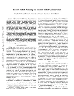 Robust Robot Planning for Human-Robot Collaboration