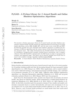 PyXAB -- A Python Library for $\mathcal{X}$-Armed Bandit and Online
  Blackbox Optimization Algorithms