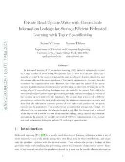 Private Read-Update-Write with Controllable Information Leakage for
  Storage-Efficient Federated Learning with Top $r$ Sparsification