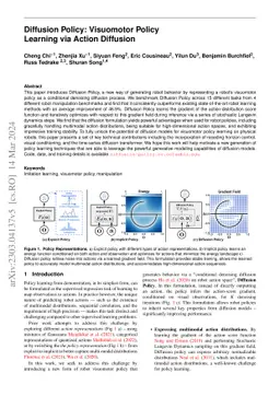 Diffusion Policy: Visuomotor Policy Learning via Action Diffusion