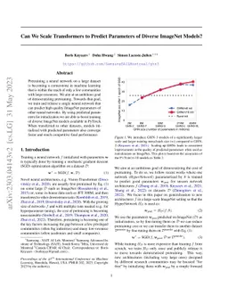 Can We Scale Transformers to Predict Parameters of Diverse ImageNet
  Models?