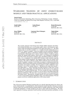 Stabilized training of joint energy-based models and their practical
  applications