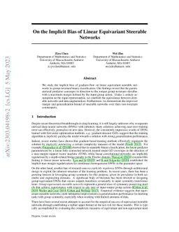 On the Implicit Bias of Linear Equivariant Steerable Networks