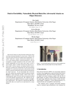 Patch of Invisibility: Naturalistic Physical Black-Box Adversarial
  Attacks on Object Detectors