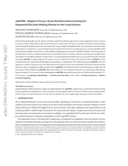 adaPARL: Adaptive Privacy-Aware Reinforcement Learning for
  Sequential-Decision Making Human-in-the-Loop Systems