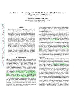 On the Sample Complexity of Vanilla Model-Based Offline Reinforcement
  Learning with Dependent Samples