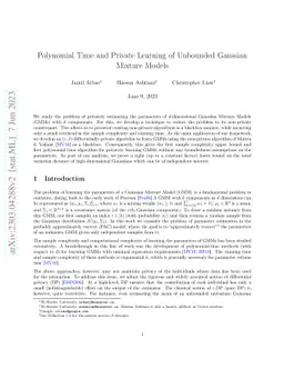 Polynomial Time and Private Learning of Unbounded Gaussian Mixture
  Models