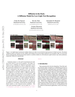Diffusion in the Dark: A Diffusion Model for Low-Light Text Recognition