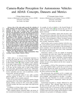 Camera-Radar Perception for Autonomous Vehicles and ADAS: Concepts,
  Datasets and Metrics