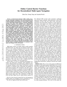 Online Control Barrier Functions for Decentralized Multi-Agent
  Navigation