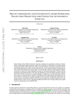 Privacy-preserving and Uncertainty-aware Federated Trajectory Prediction
  for Connected Autonomous Vehicles