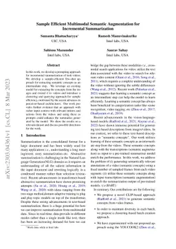 Sample Efficient Multimodal Semantic Augmentation for Incremental
  Summarization