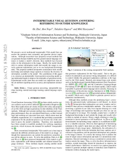 Interpretable Visual Question Answering Referring to Outside Knowledge