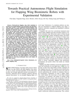 Towards Practical Autonomous Flight Simulation for Flapping Wing
  Biomimetic Robots with Experimental Validation