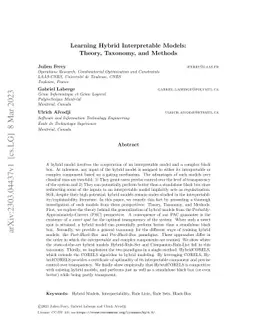 Learning Hybrid Interpretable Models: Theory, Taxonomy, and Methods