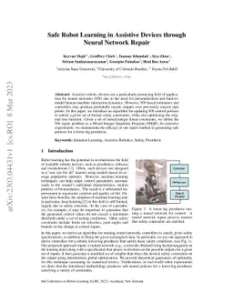 Safe Robot Learning in Assistive Devices through Neural Network Repair