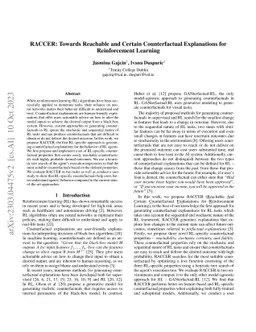 RACCER: Towards Reachable and Certain Counterfactual Explanations for
  Reinforcement Learning