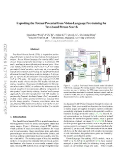 Exploiting the Textual Potential from Vision-Language Pre-training for
  Text-based Person Search