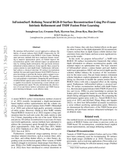 InFusionSurf: Refining Neural RGB-D Surface Reconstruction Using
  Per-Frame Intrinsic Refinement and TSDF Fusion Prior Learning