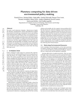 Planetary computing for data-driven environmental policy-making