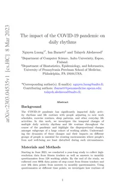 The impact of the COVID-19 pandemic on daily rhythms