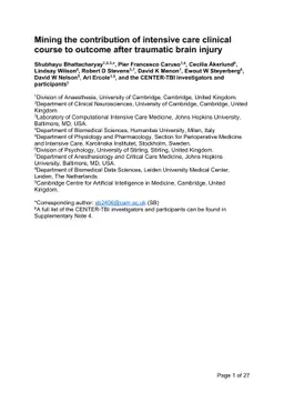 Mining the contribution of intensive care clinical course to outcome
  after traumatic brain injury