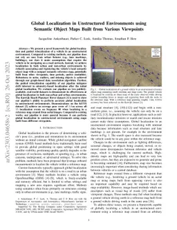 Global Localization in Unstructured Environments using Semantic Object
  Maps Built from Various Viewpoints