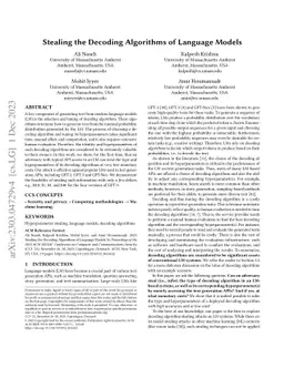 Stealing the Decoding Algorithms of Language Models