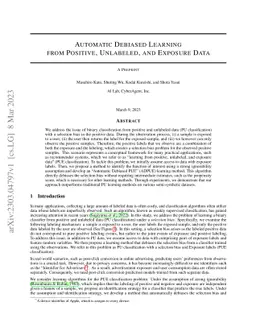 Automatic Debiased Learning from Positive, Unlabeled, and Exposure Data