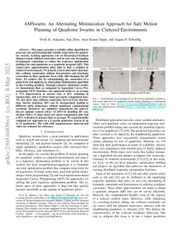 AMSwarm: An Alternating Minimization Approach for Safe Motion Planning
  of Quadrotor Swarms in Cluttered Environments