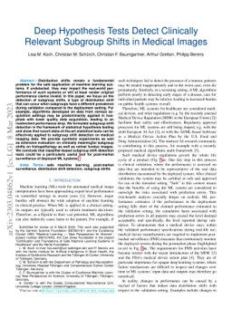 Deep Hypothesis Tests Detect Clinically Relevant Subgroup Shifts in
  Medical Images