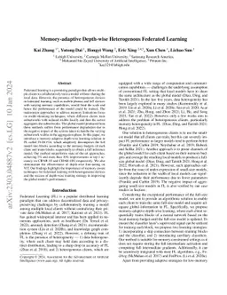 Memory-adaptive Depth-wise Heterogeneous Federated Learning