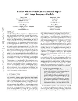 Baldur: Whole-Proof Generation and Repair with Large Language Models