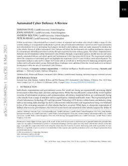 Automated Cyber Defence: A Review